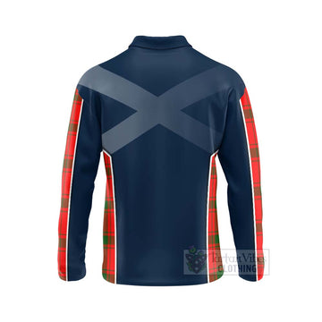 Tartan Vibes Clothing Darroch Tartan Long Sleeve Polo Shirt with Family Crest and Scottish Thistle Vibes Sport Style