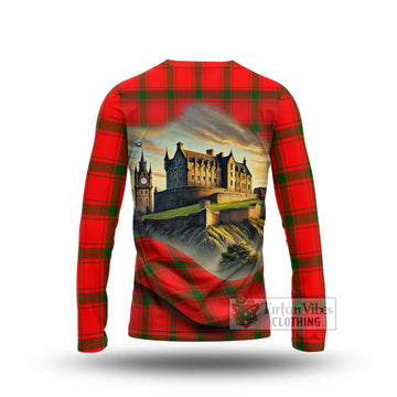 Darroch Tartan Family Crest Long Sleeve T-Shirt with Scottish Ancient Castle Style - Tartan Vibes Clothing