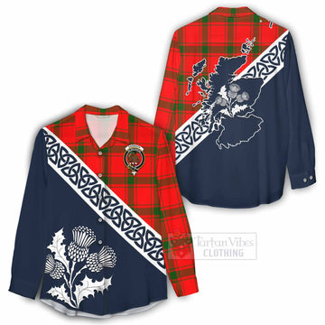 Darroch Tartan Women's Casual Shirt Featuring Thistle and Scotland Map - Tartan Vibes Clothing