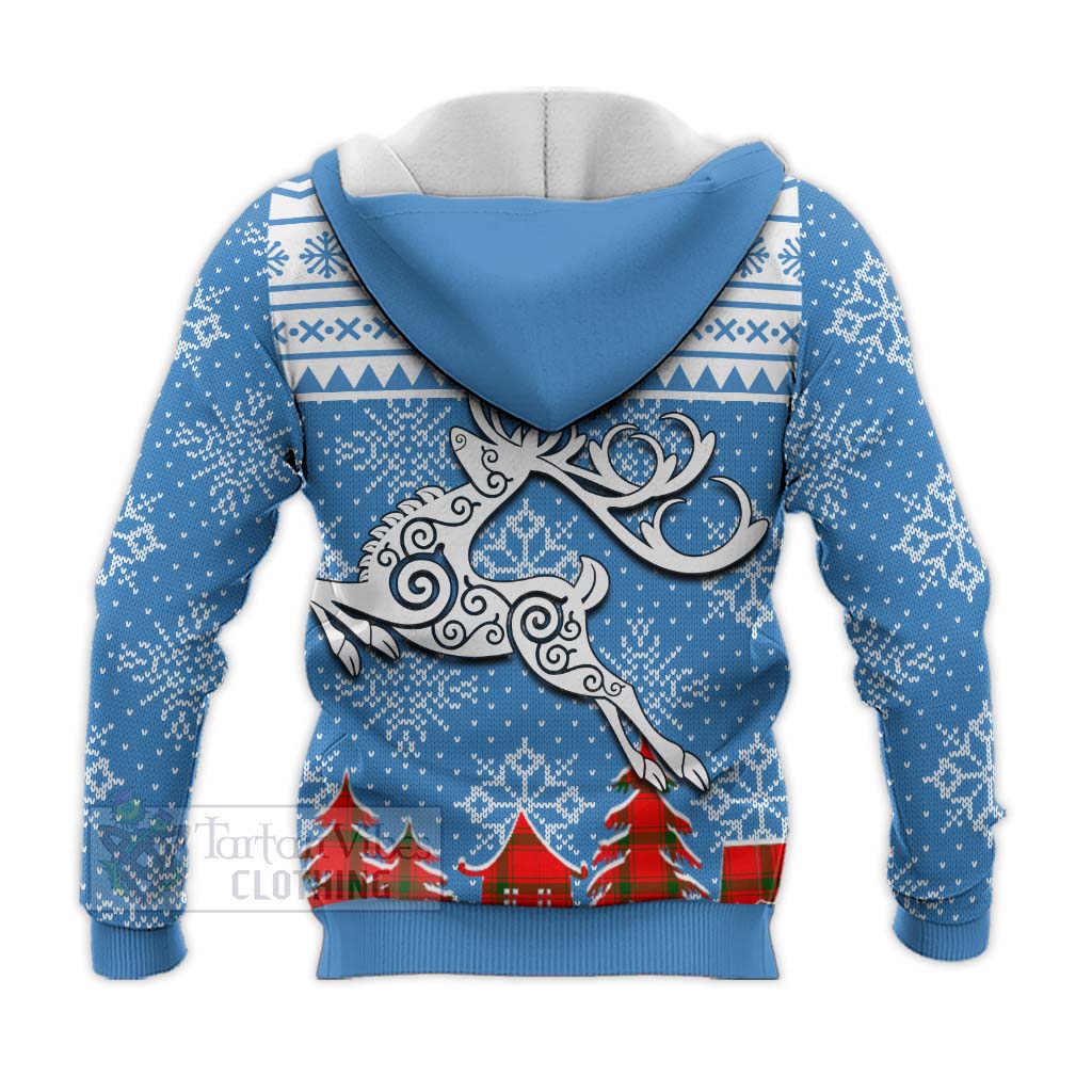 Darroch Clan Christmas Knitted Hoodie Celtic Reindeer Style - Tartan Vibes Clothing