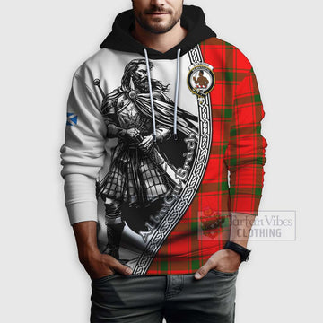 Darroch Tartan Clan Crest Hoodie with Highlander Warrior Celtic Style - Tartan Vibes Clothing