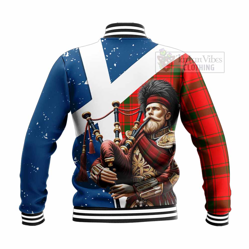 Darroch Tartan Baseball Jacket with Family Crest Scottish Bagpiper Vibes - Tartan Vibes Clothing