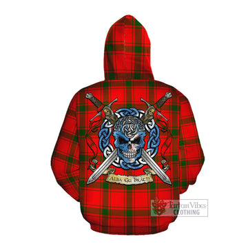 Darroch Tartan Cotton Hoodie with Family Crest Celtic Skull Style Pullover Hoodie - Tartan Vibes Clothing
