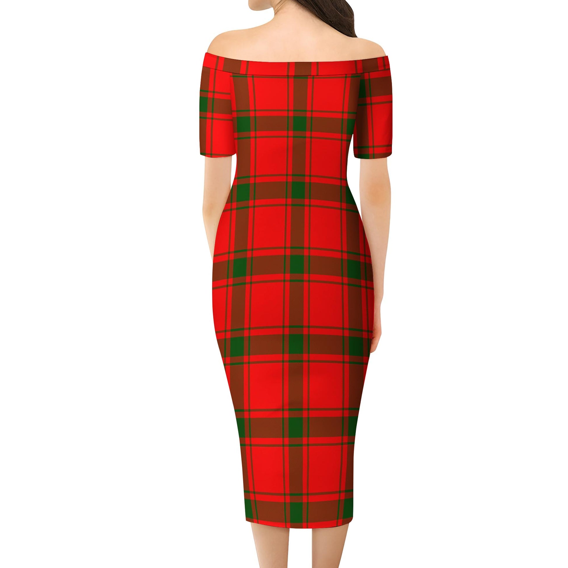 Darroch Tartan Off Shoulder Lady Dress - Tartan Vibes Clothing