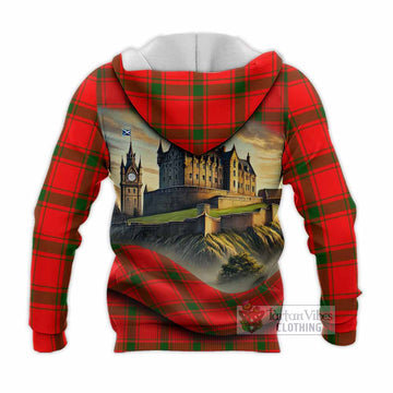 Darroch Tartan Family Crest Knitted Hoodie with Scottish Ancient Castle Style - Tartan Vibes Clothing