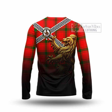Darroch Crest Tartan Long Sleeve T-Shirt with Golden Lion Emblem Celtic Style - Tartan Vibes Clothing