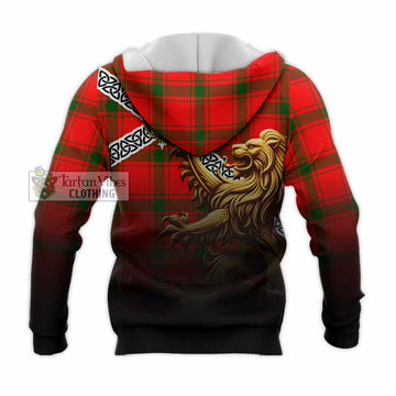 Darroch Crest Tartan Knitted Hoodie with Golden Lion Emblem Celtic Style - Tartan Vibes Clothing