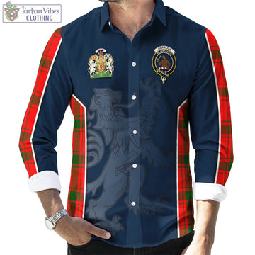Darroch Tartan Long Sleeve Button Up Shirt with Family Crest and Lion Rampant Vibes Sport Style