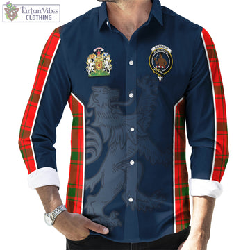 Darroch Tartan Long Sleeve Button Up Shirt with Family Crest and Lion Rampant Vibes Sport Style - Tartan Vibes Clothing