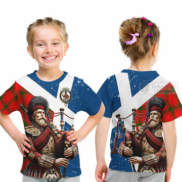 Darroch Tartan Kid T-Shirt with Family Crest Scottish Bagpiper Vibes - Tartan Vibes Clothing