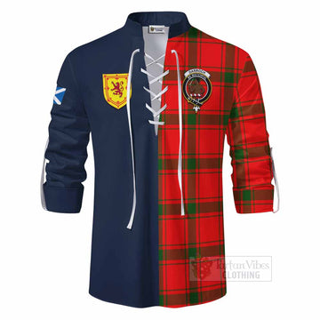 Darroch Tartan Ghillie Kilt Shirt Alba with Scottish Lion Royal Arm Half Style - Tartan Vibes Clothing