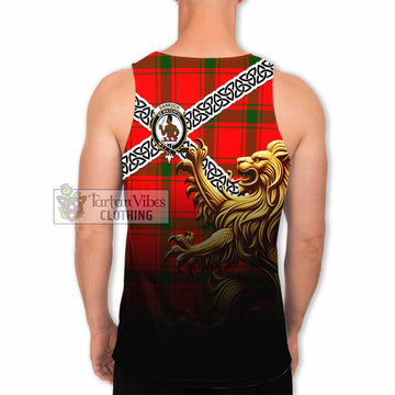 Darroch Crest Tartan Men's Tank Top with Golden Lion Emblem Celtic Style - Tartan Vibes Clothing