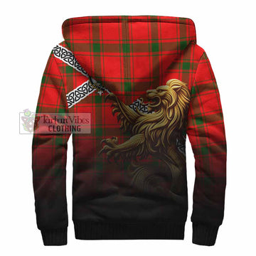 Darroch Crest Tartan Sherpa Hoodie with Golden Lion Emblem Celtic Style - Tartan Vibes Clothing