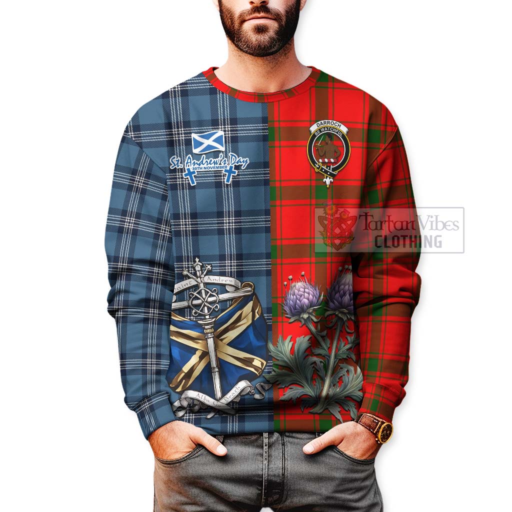 Darroch Tartan Sweatshirt Happy St. Andrew's Day Half Tartan Style - Tartan Vibes Clothing