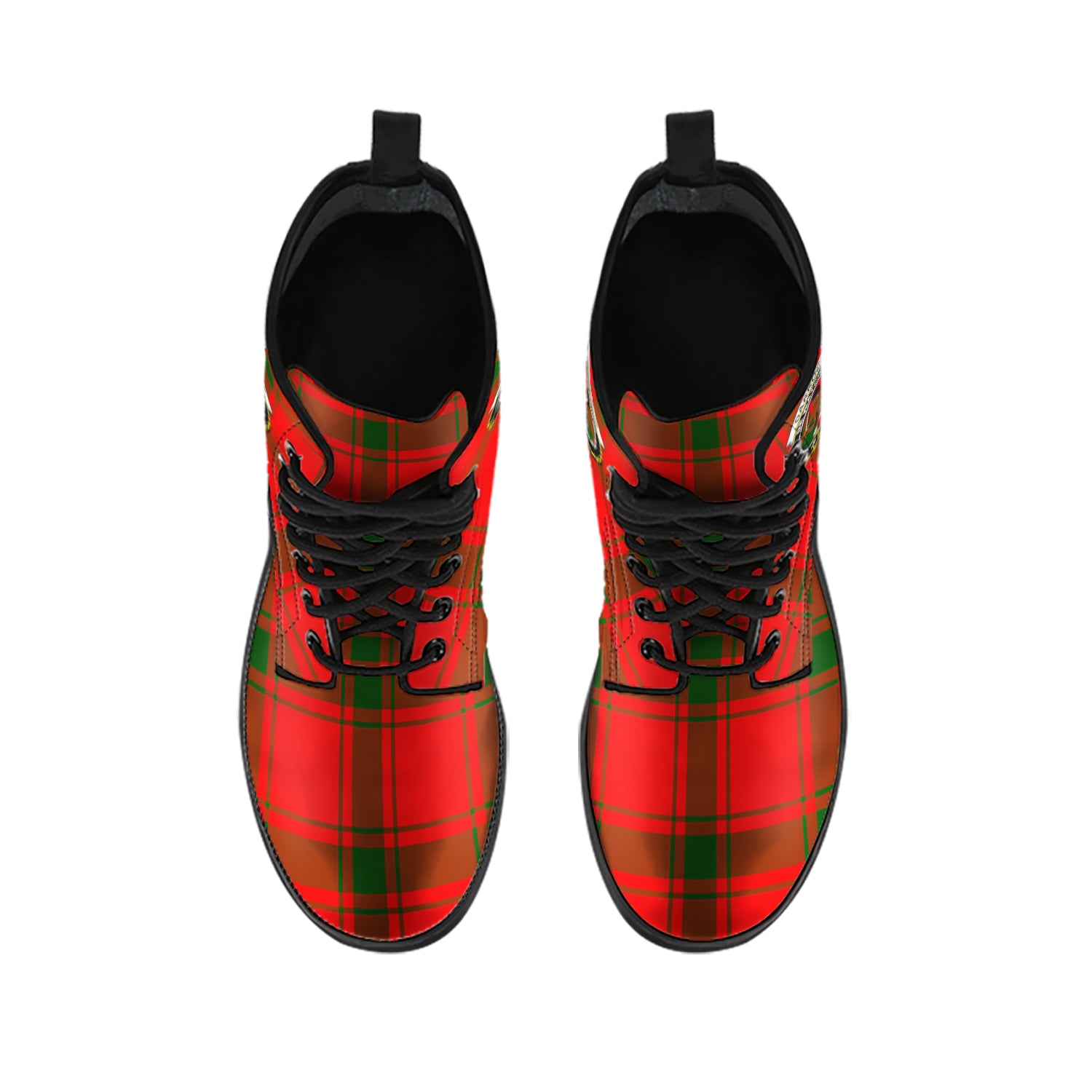 Darroch Tartan Leather Boots with Family Crest - Tartan Vibes Clothing