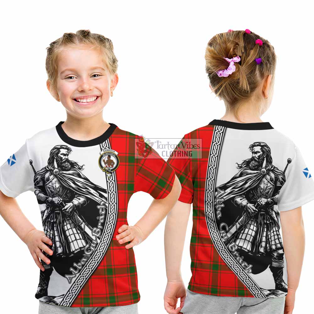 Darroch Tartan Clan Crest Kid T-Shirt with Highlander Warrior Celtic Style - Tartan Vibes Clothing