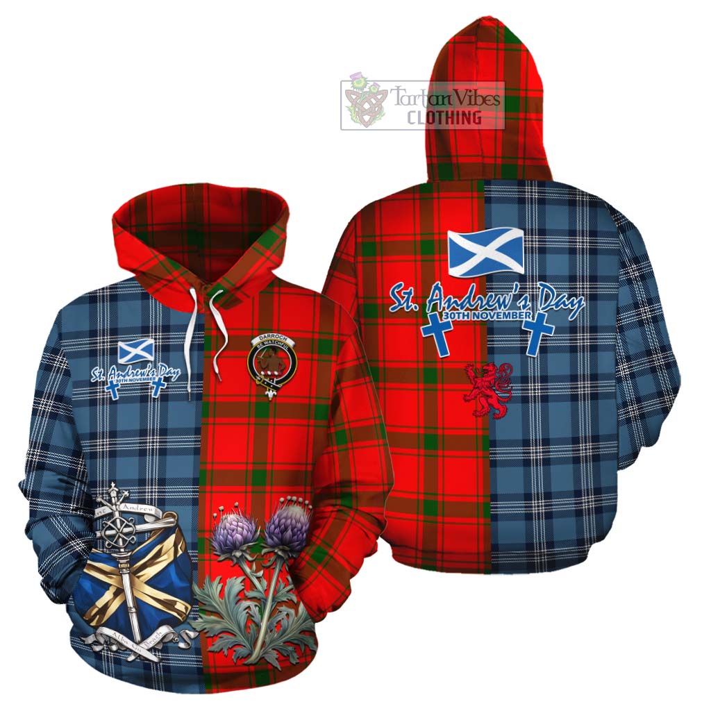 Darroch Tartan Cotton Hoodie Happy St. Andrew's Day Half Tartan Style Zip Hoodie - Tartan Vibes Clothing