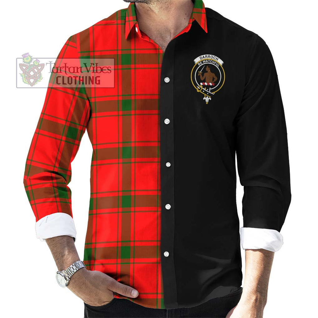 Darroch Tartan Long Sleeve Button Shirt with Family Crest and Half Of Me Style - Tartan Vibes Clothing