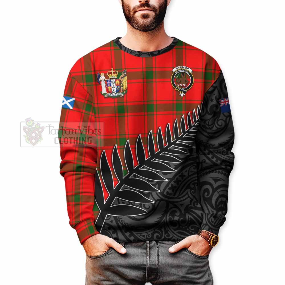 Darroch Crest Tartan Sweatshirt with New Zealand Silver Fern Half Style - Tartan Vibes Clothing