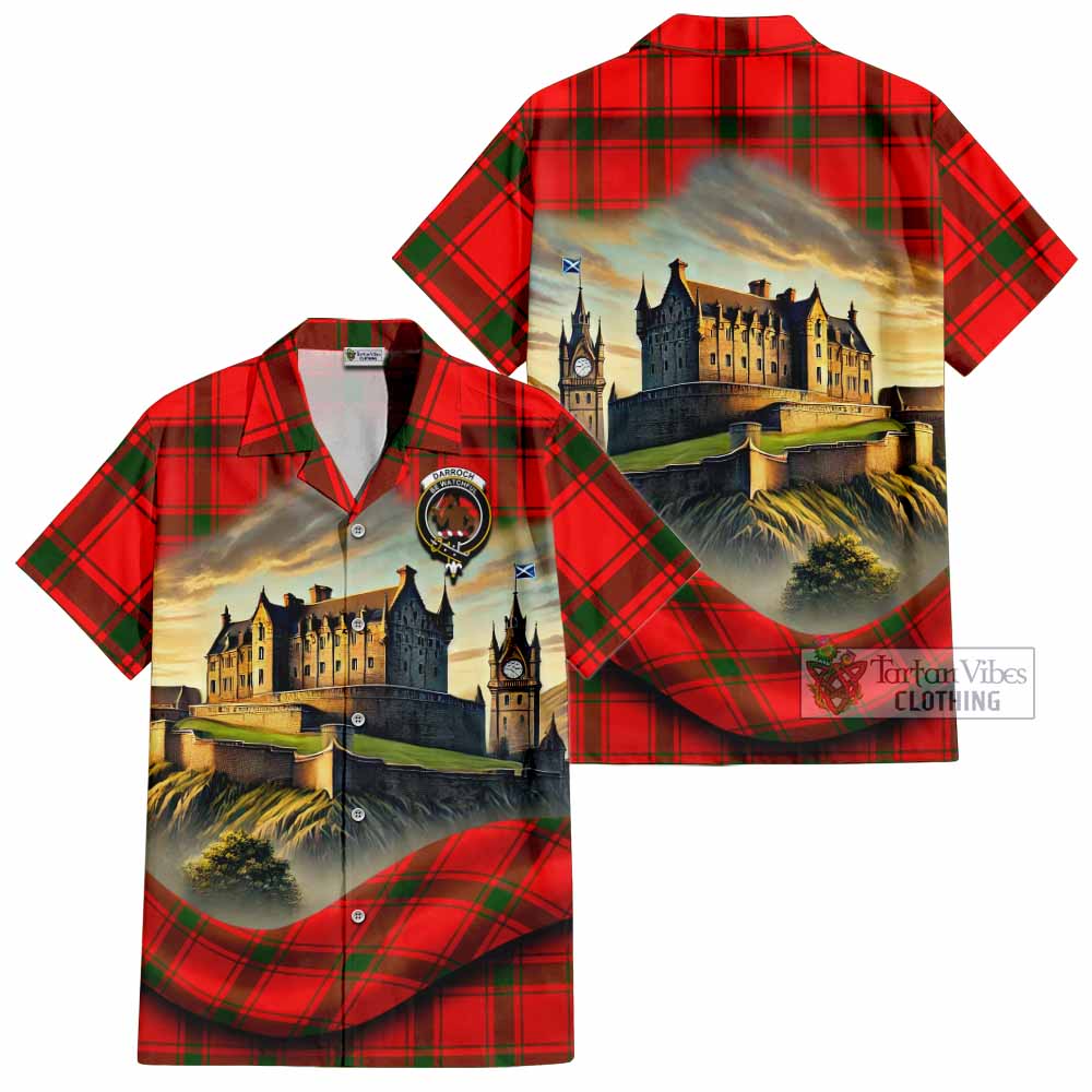 Darroch Tartan Family Crest Hawaiian Shirt with Scottish Ancient Castle Style - Tartan Vibes Clothing