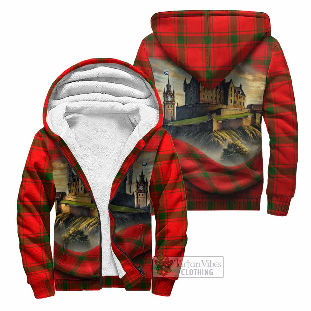 Darroch Tartan Family Crest Sherpa Hoodie with Scottish Ancient Castle Style Unisex - Tartan Vibes Clothing