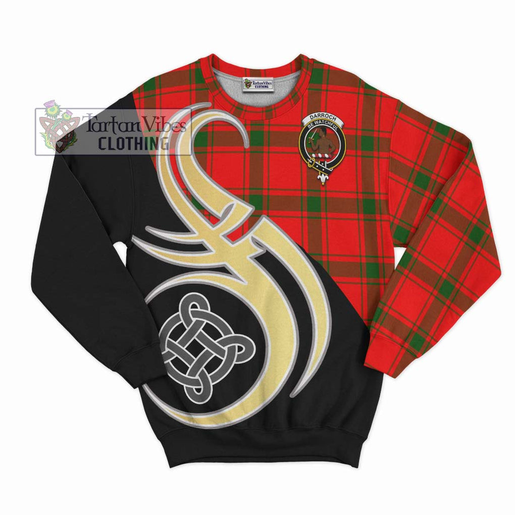 Darroch Tartan Sweatshirt with Family Crest and Celtic Symbol Style - Tartan Vibes Clothing