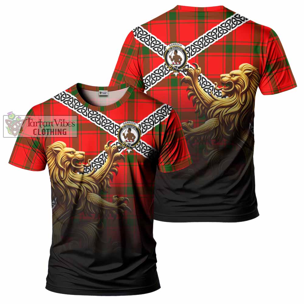 Darroch Crest Tartan T-Shirt with Golden Lion Emblem Celtic Style - Tartan Vibes Clothing