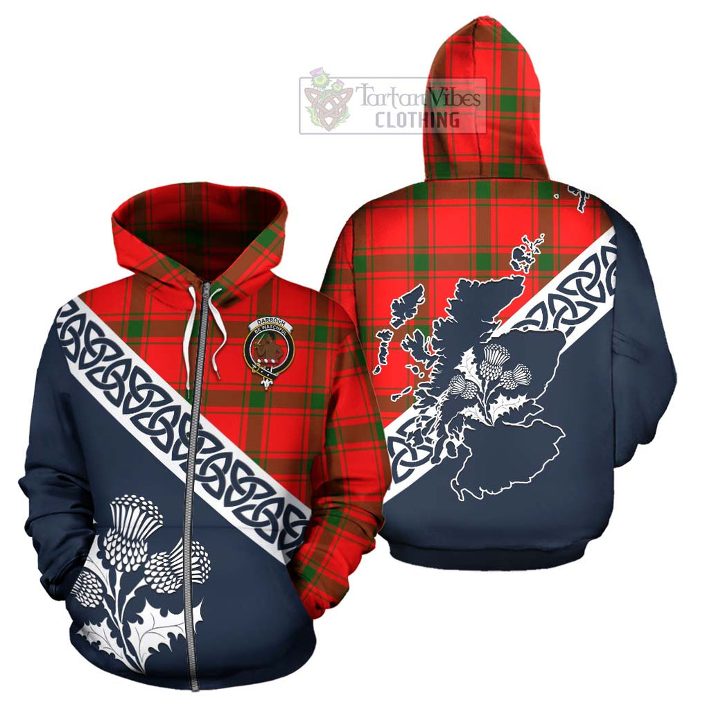 Darroch Tartan Hoodie Featuring Thistle and Scotland Map - Tartan Vibes Clothing