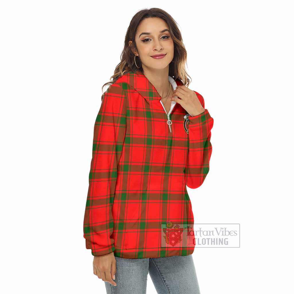 Darroch Tartan Women's Borg Fleece Hoodie with Half Zip with Family Crest - Tartan Vibes Clothing