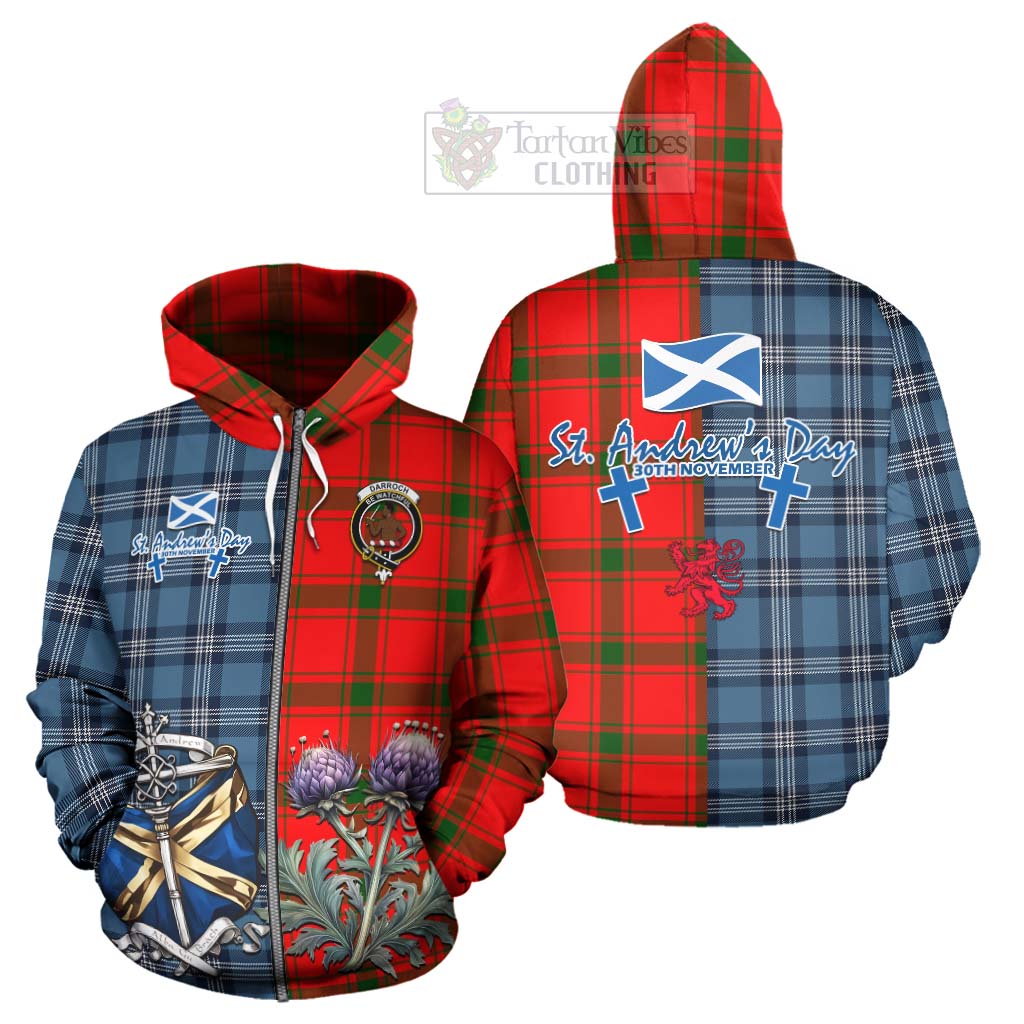 Darroch Tartan Hoodie Happy St. Andrew's Day Half Tartan Style - Tartan Vibes Clothing