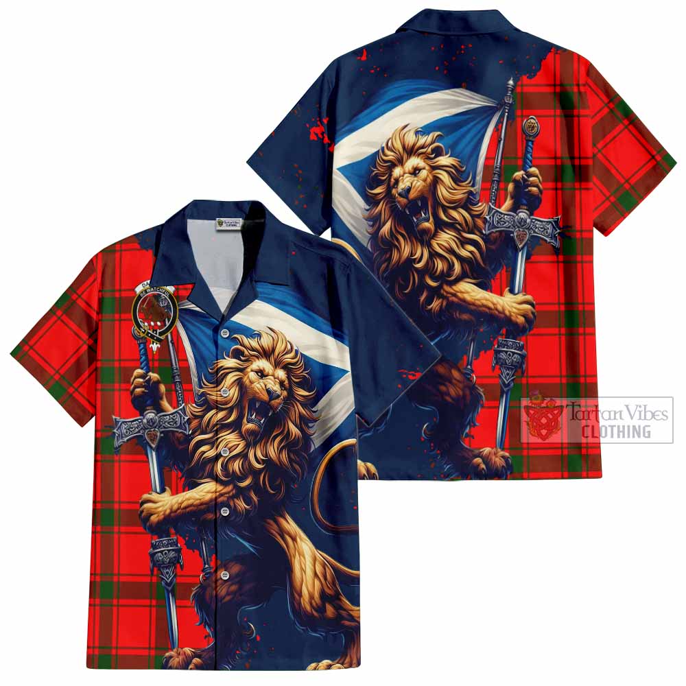 Darroch Tartan Family Crest Hawaiian Shirt with Scottish Majestic Lion - Tartan Vibes Clothing