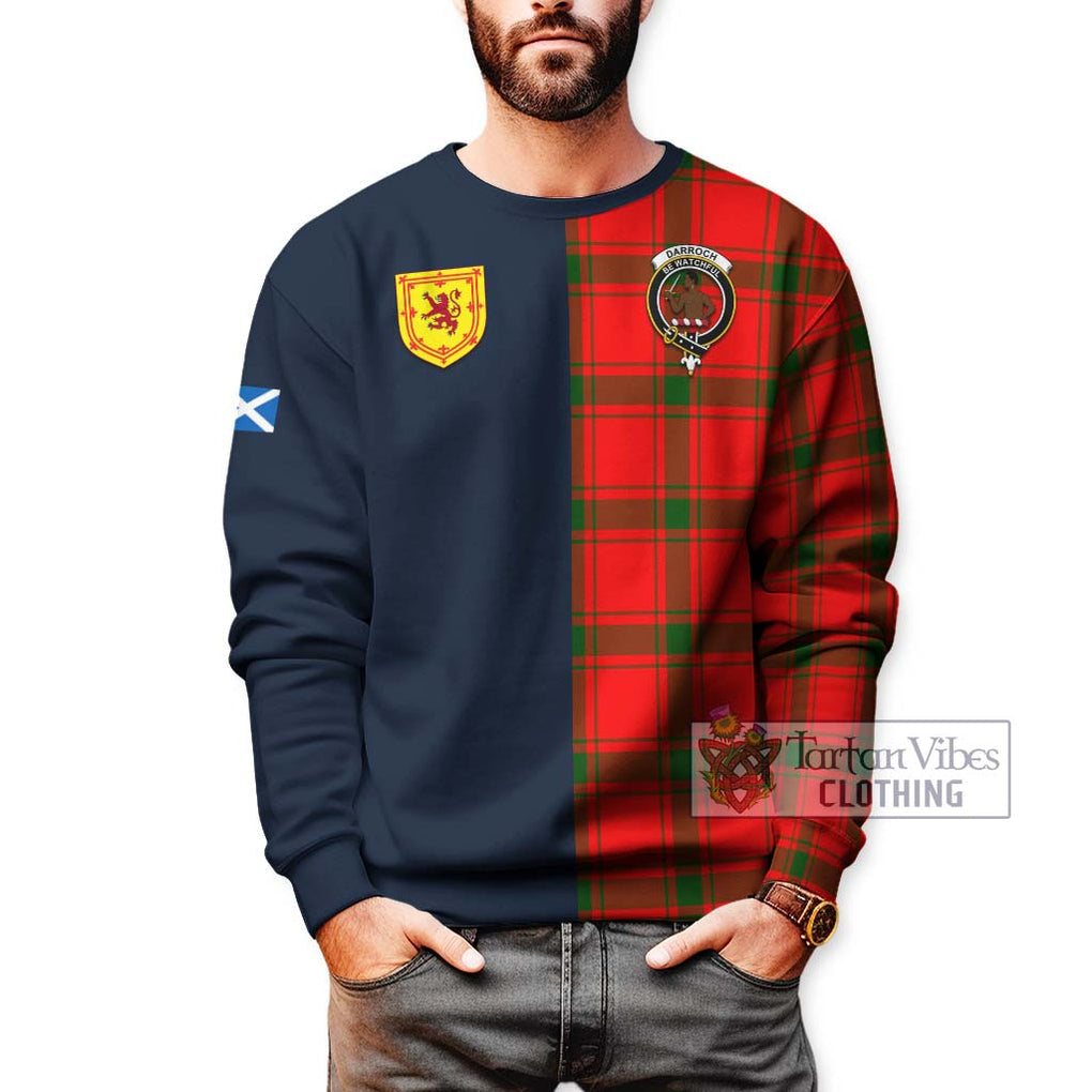 Darroch Tartan Sweatshirt Alba with Scottish Lion Royal Arm Half Style - Tartan Vibes Clothing