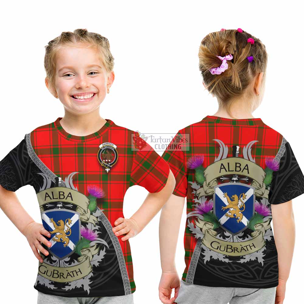 Darroch Tartan Family Crest Kid T-Shirt Lion Rampant Royal Thistle Shield Celtic Inspired - Tartan Vibes Clothing