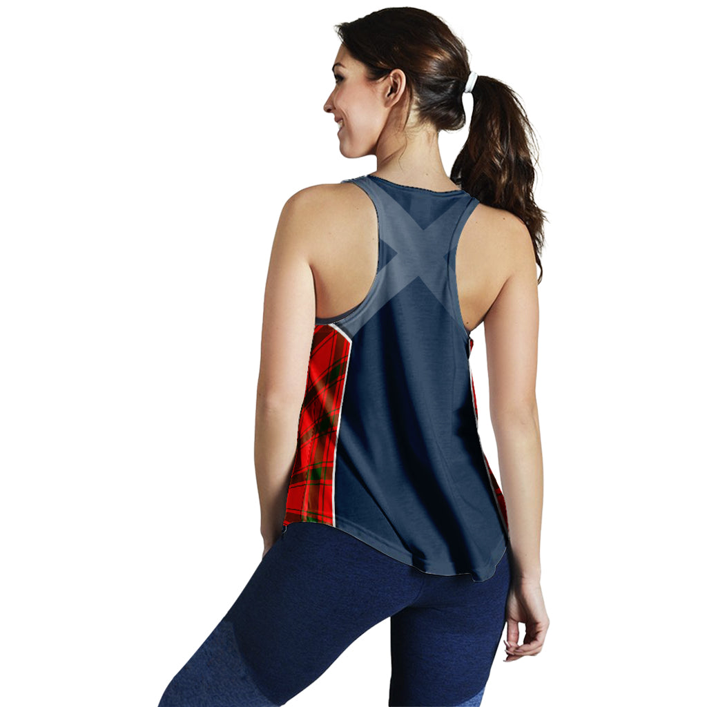 Tartan Vibes Clothing Darroch Tartan Women's Racerback Tanks with Family Crest and Scottish Thistle Vibes Sport Style