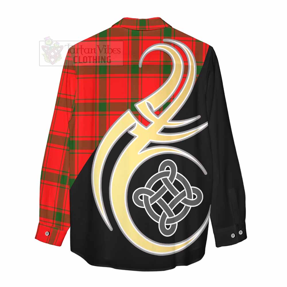 Darroch Tartan Women's Casual Shirt with Family Crest and Celtic Symbol Style - Tartan Vibes Clothing