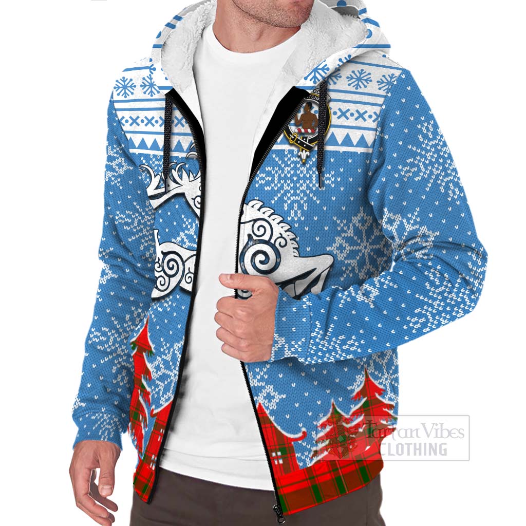 Tartan Vibes Clothing Darroch Clan Christmas Sherpa Hoodie Celtic Reindeer Style