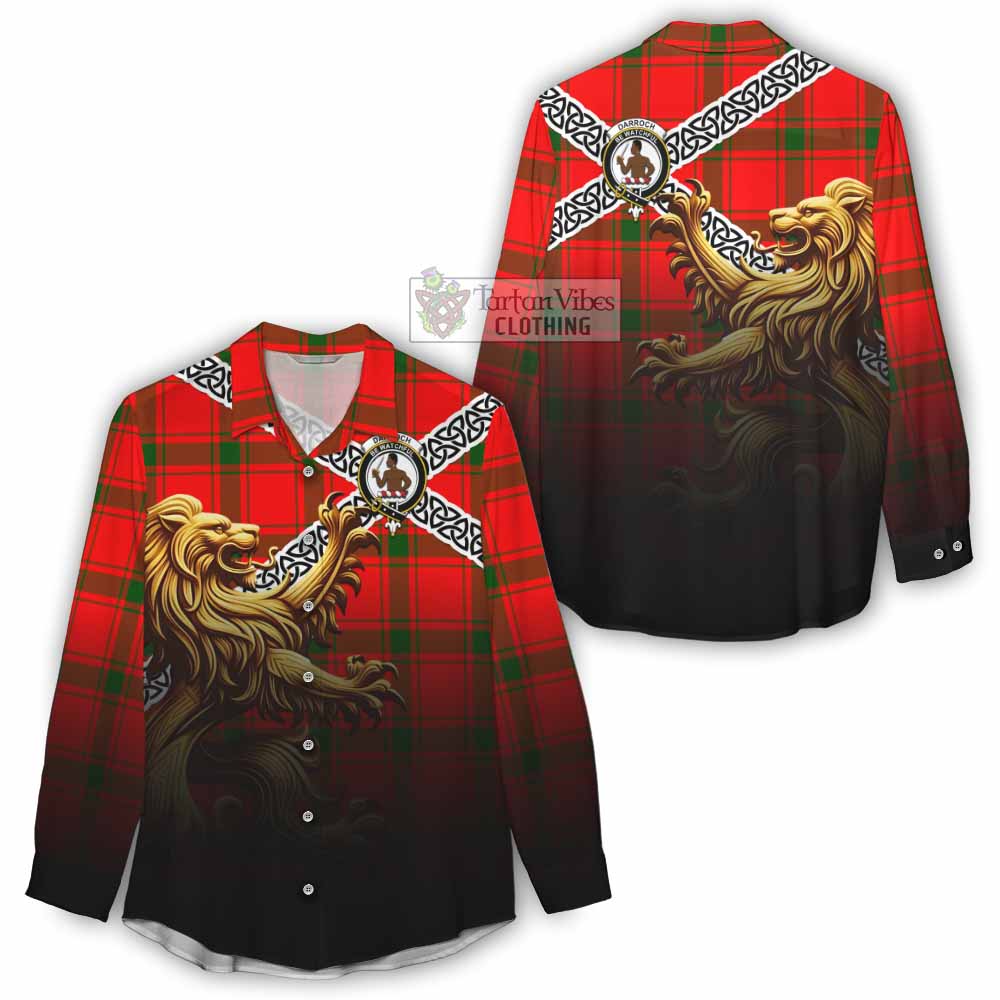 Darroch Crest Tartan Women's Casual Shirt with Golden Lion Emblem Celtic Style - Tartan Vibes Clothing