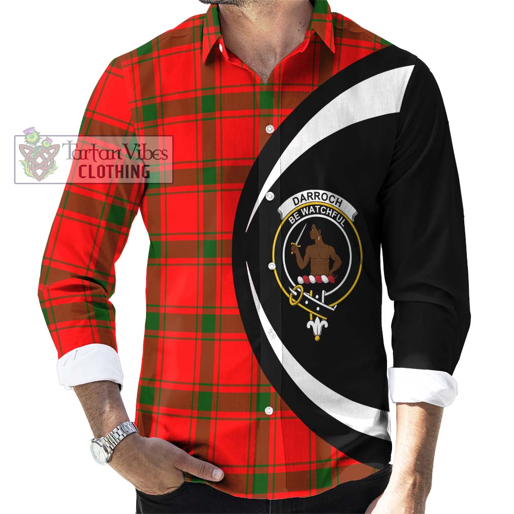 Darroch Tartan Long Sleeve Button Up with Family Crest Circle Style - Tartan Vibes Clothing