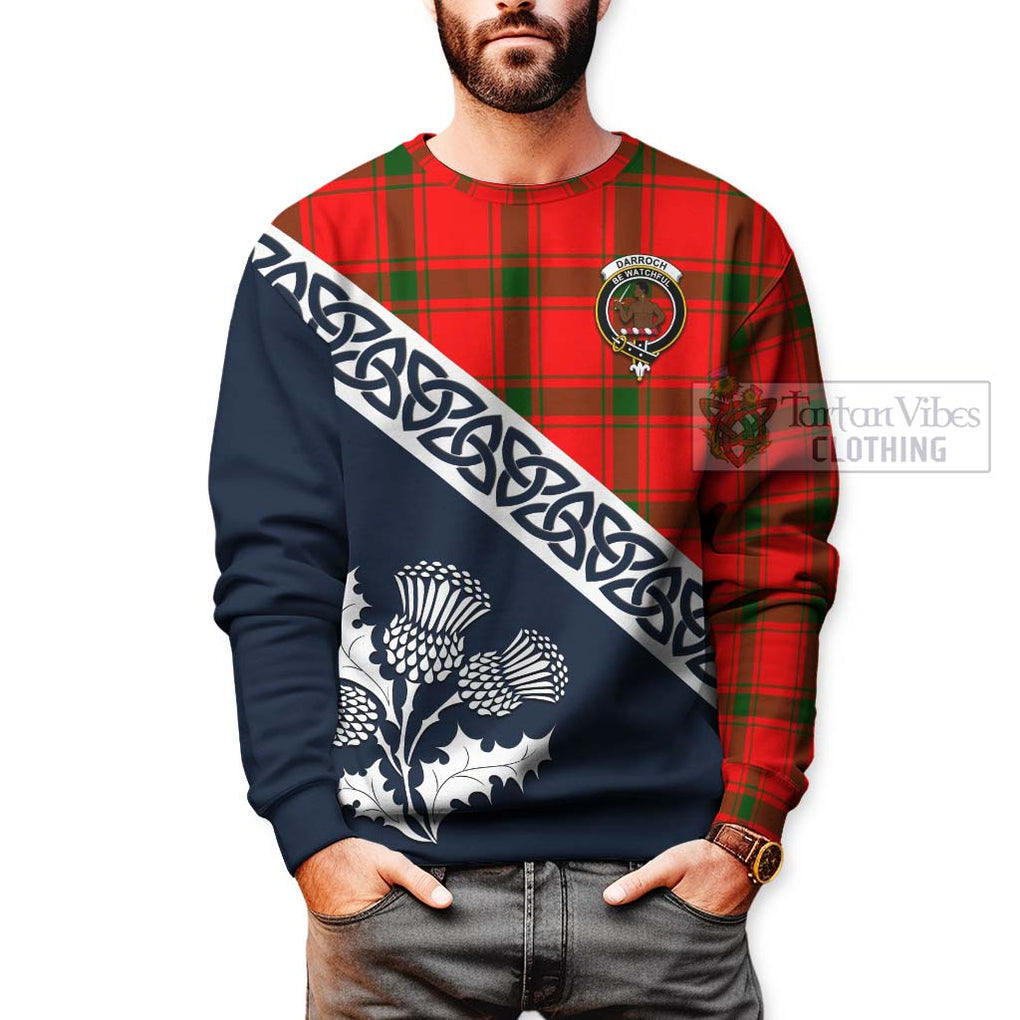 Darroch Tartan Sweatshirt Featuring Thistle and Scotland Map - Tartan Vibes Clothing
