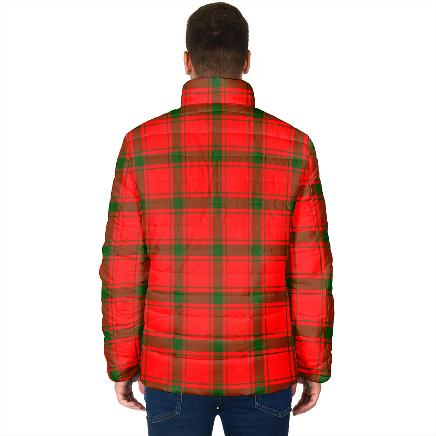 Darroch Tartan Padded Jacket with Family Crest - Tartanvibesclothing