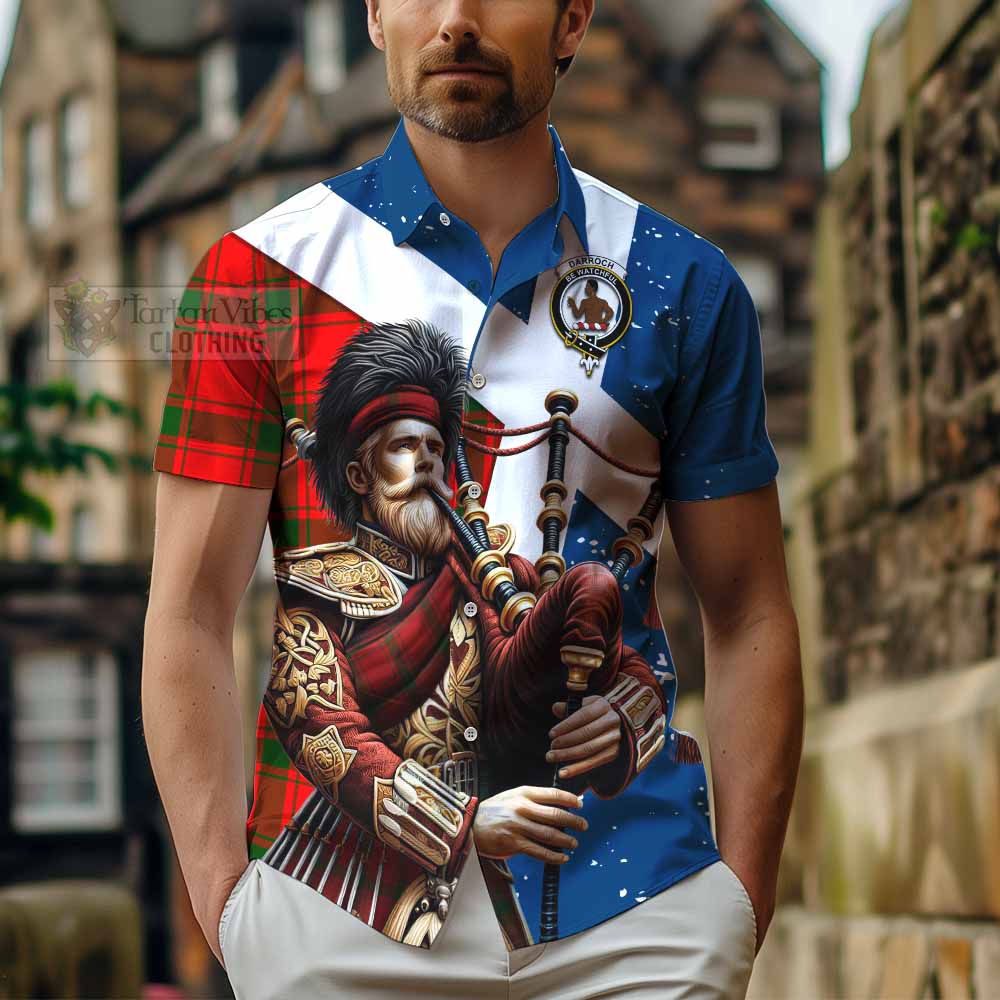 Darroch Tartan Hawaiian Shirt with Family Crest Scottish Bagpiper Vibes - Tartan Vibes Clothing