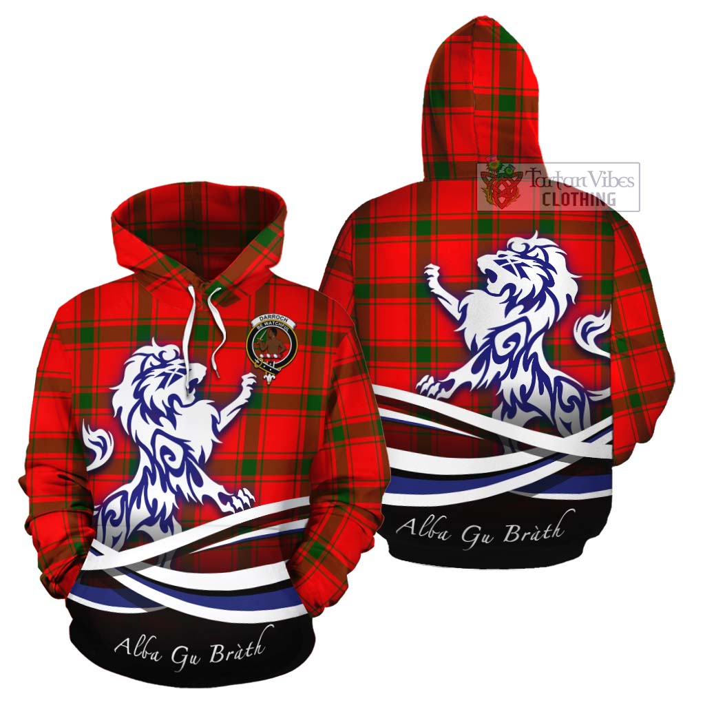 Darroch Tartan Cotton Hoodie with Alba Gu Brath Regal Lion Emblem Zip Hoodie - Tartan Vibes Clothing