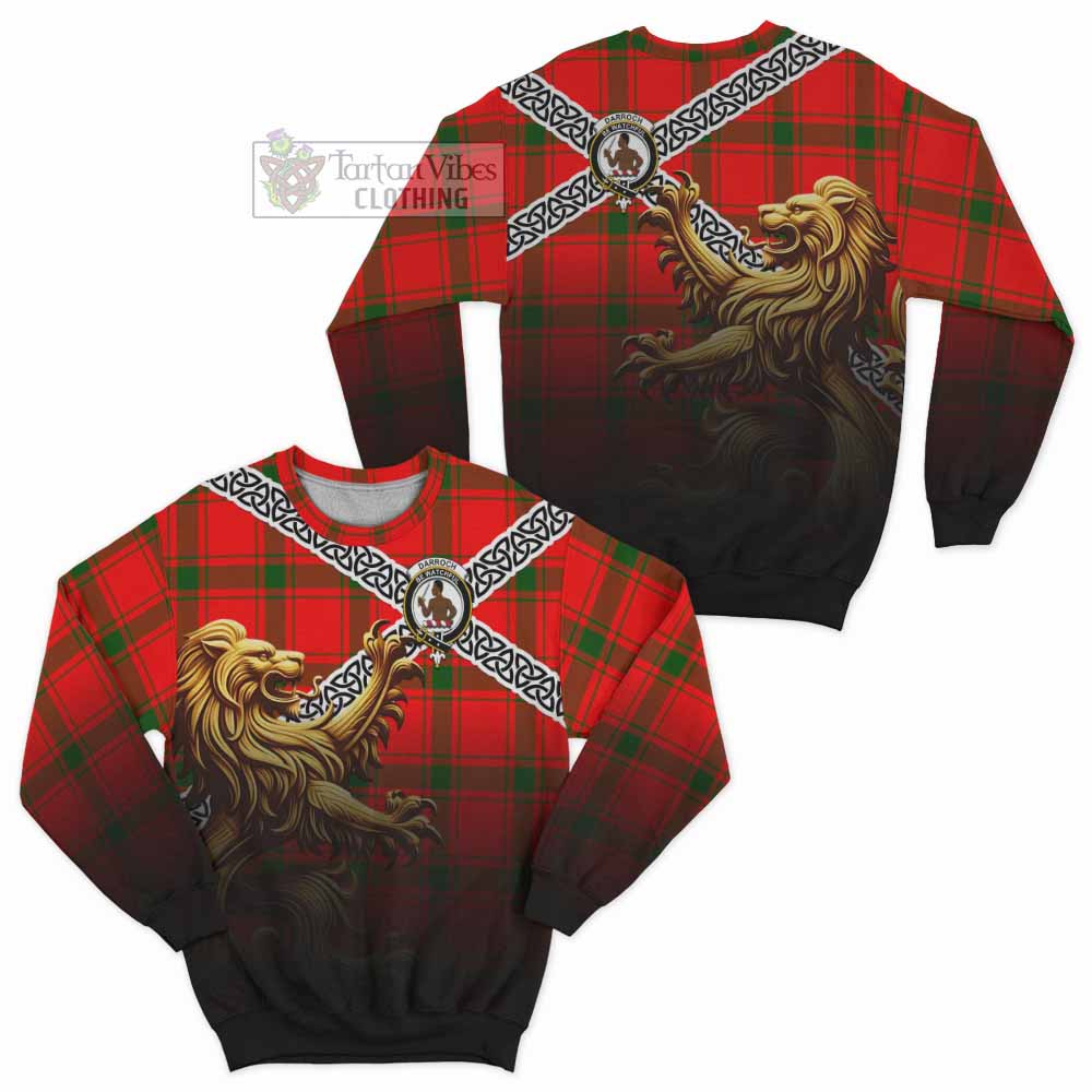 Darroch Crest Tartan Sweatshirt with Golden Lion Emblem Celtic Style - Tartan Vibes Clothing