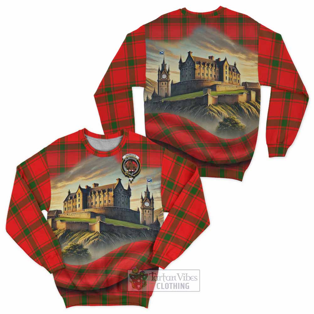 Darroch Tartan Family Crest Sweatshirt with Scottish Ancient Castle Style - Tartan Vibes Clothing