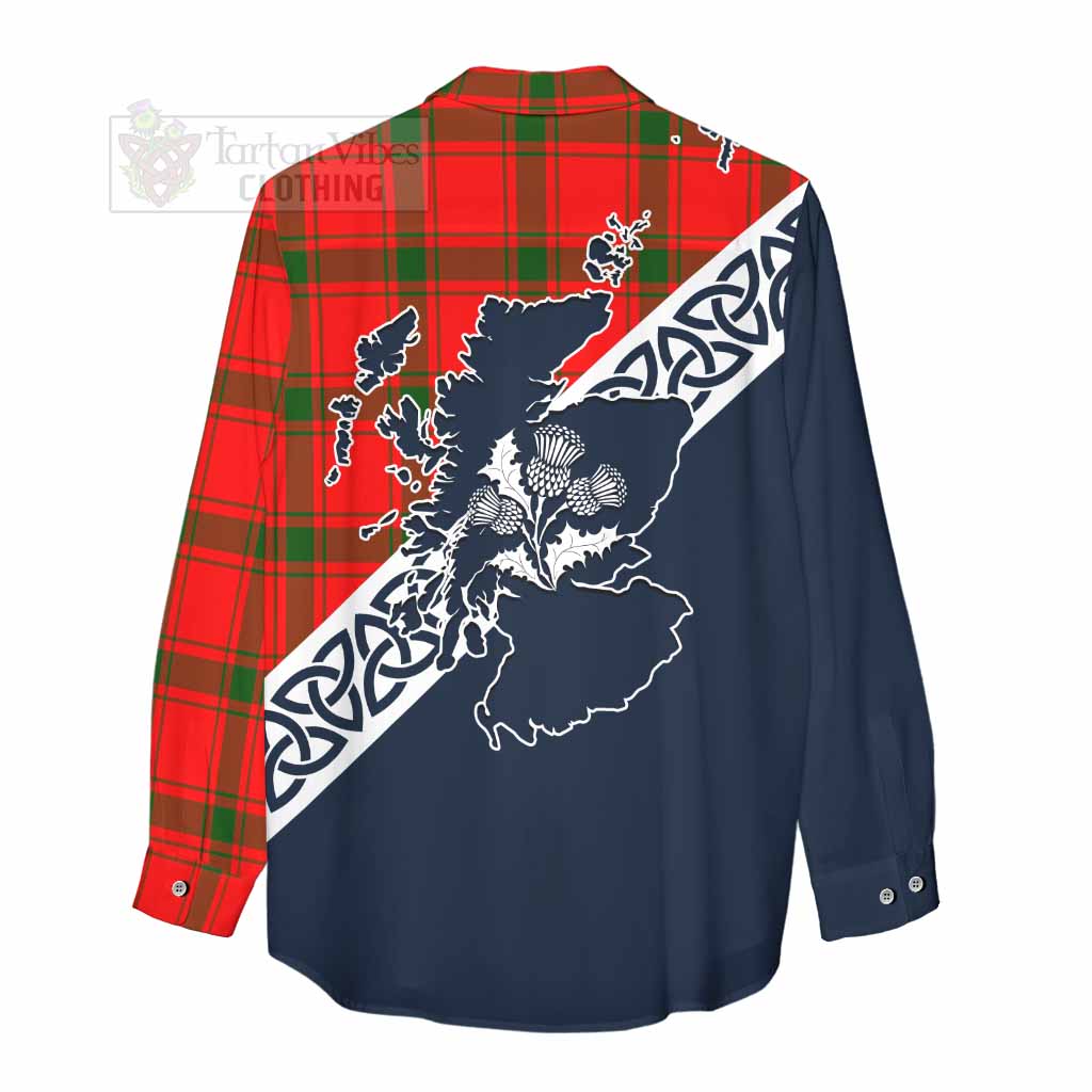 Darroch Tartan Women's Casual Shirt Featuring Thistle and Scotland Map - Tartan Vibes Clothing