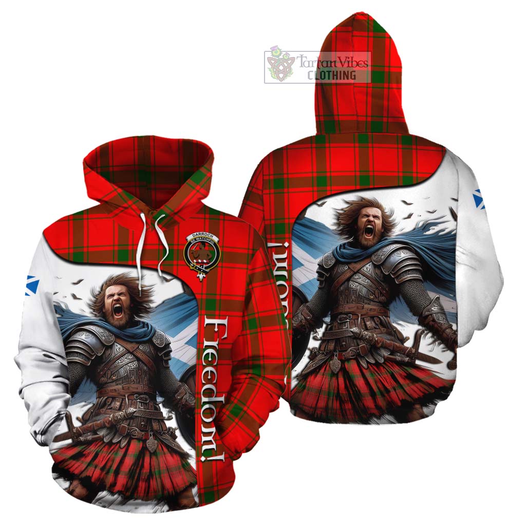 Tartan Vibes Clothing Darroch Crest Tartan Cotton Hoodie Inspired by the Freedom of Scottish Warrior