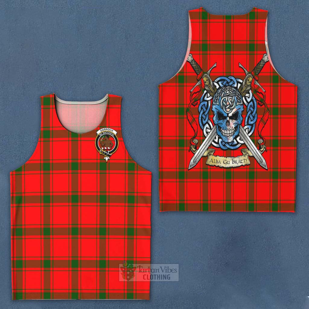 Darroch Tartan Men's Tank Top with Family Crest Celtic Skull Style - Tartan Vibes Clothing