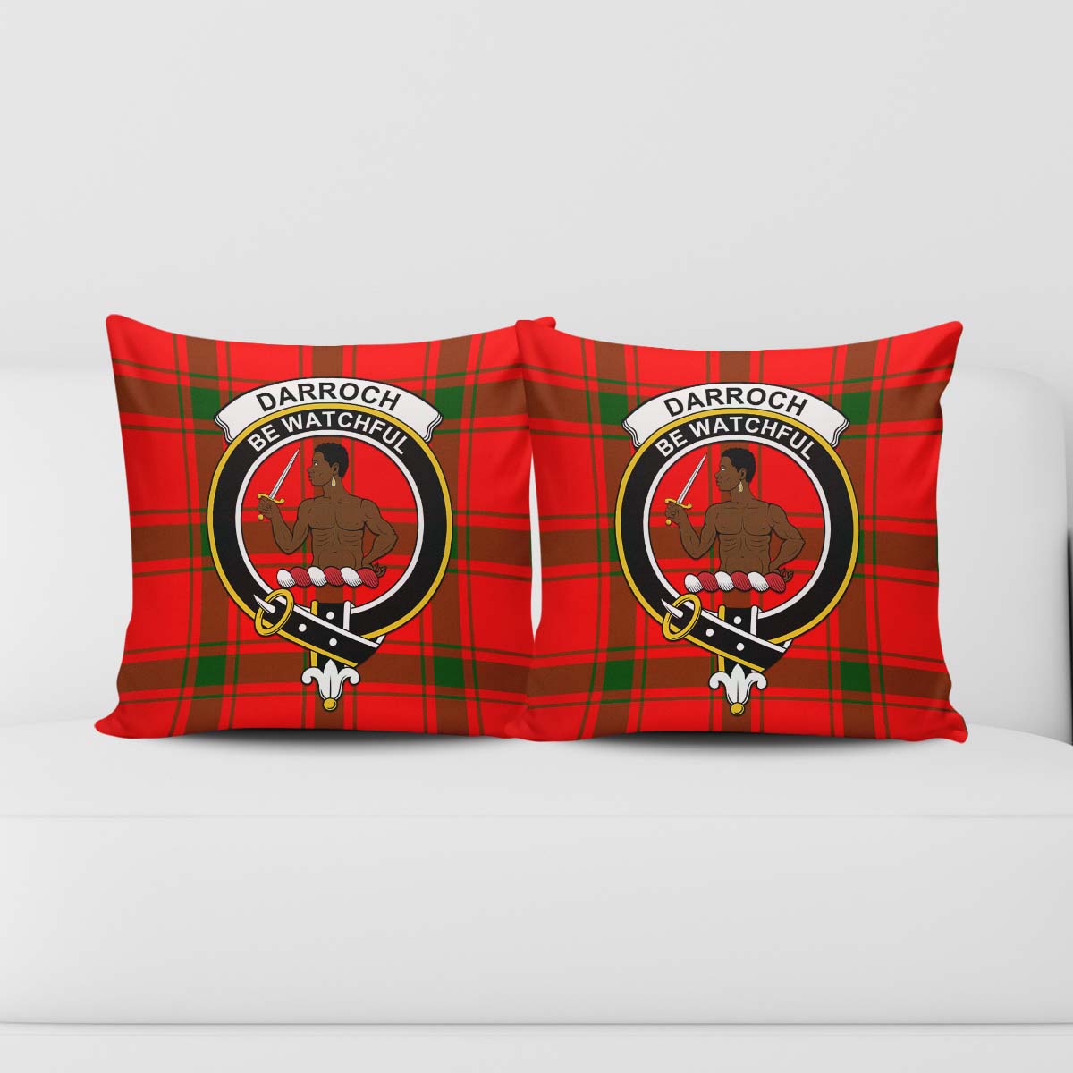 Darroch Tartan Pillow Cover with Family Crest - Tartan Vibes Clothing