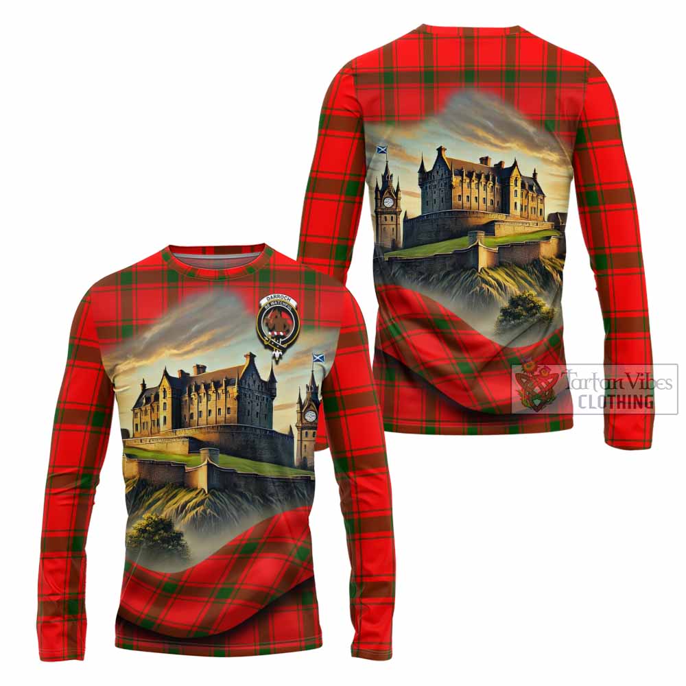 Darroch Tartan Family Crest Long Sleeve T-Shirt with Scottish Ancient Castle Style - Tartan Vibes Clothing