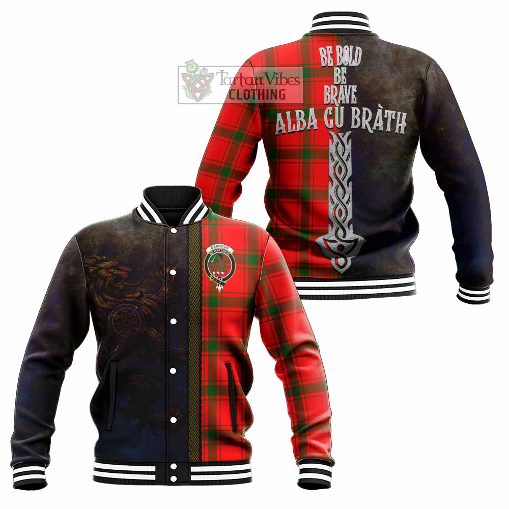 Darroch Tartan Family Crest Baseball Jacket Alba Gu Brath Be Brave Lion Ancient Style - Tartan Vibes Clothing
